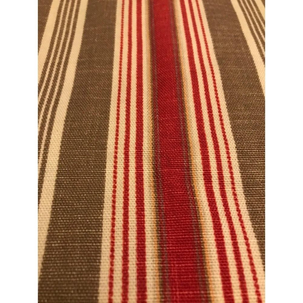 Waverly‎ Heirloom Ticking Stripes Fabric Red Khaki Tan Farmhouse Cotton